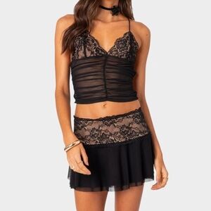 Edikted Black Lace Chemise Set